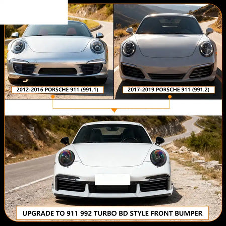 12-19 Porsche 911 991 to 992 Turbo SD Style Front Bumper Cover w/ DRL