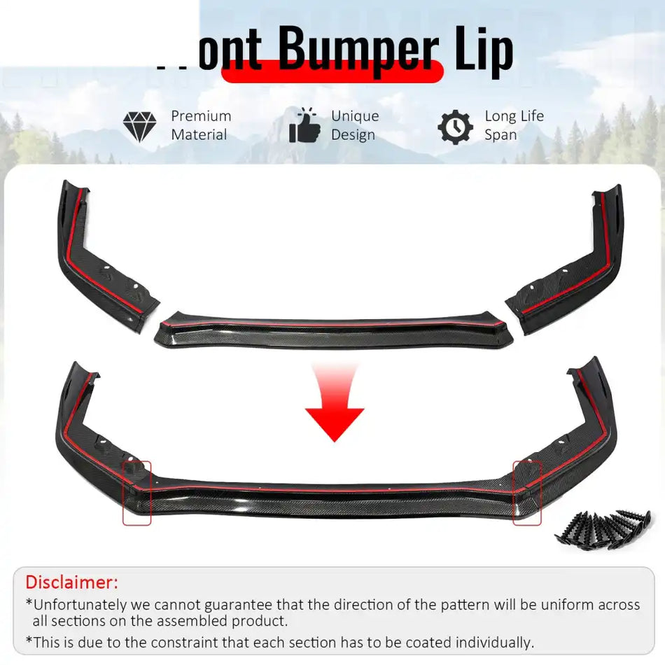 15-21 Subaru WRX STI CS Style Front Bumper Lip 3PC