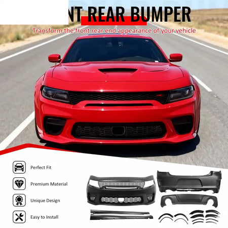 15-23 Dodge Charger Front + Rear Bumper Cover + Fender Flare +Diffuser