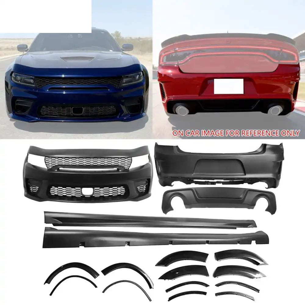 15-23 Dodge Charger Front + Rear Bumper Cover + Fender Flare +Diffuser