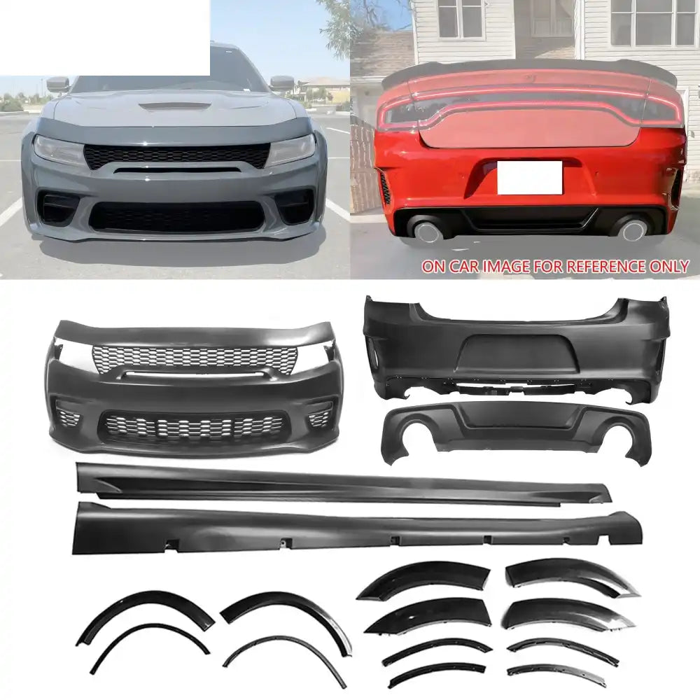 15-23 Dodge Charger Front & Rear Bumper Cover w/ Fender Flare/Diffuser