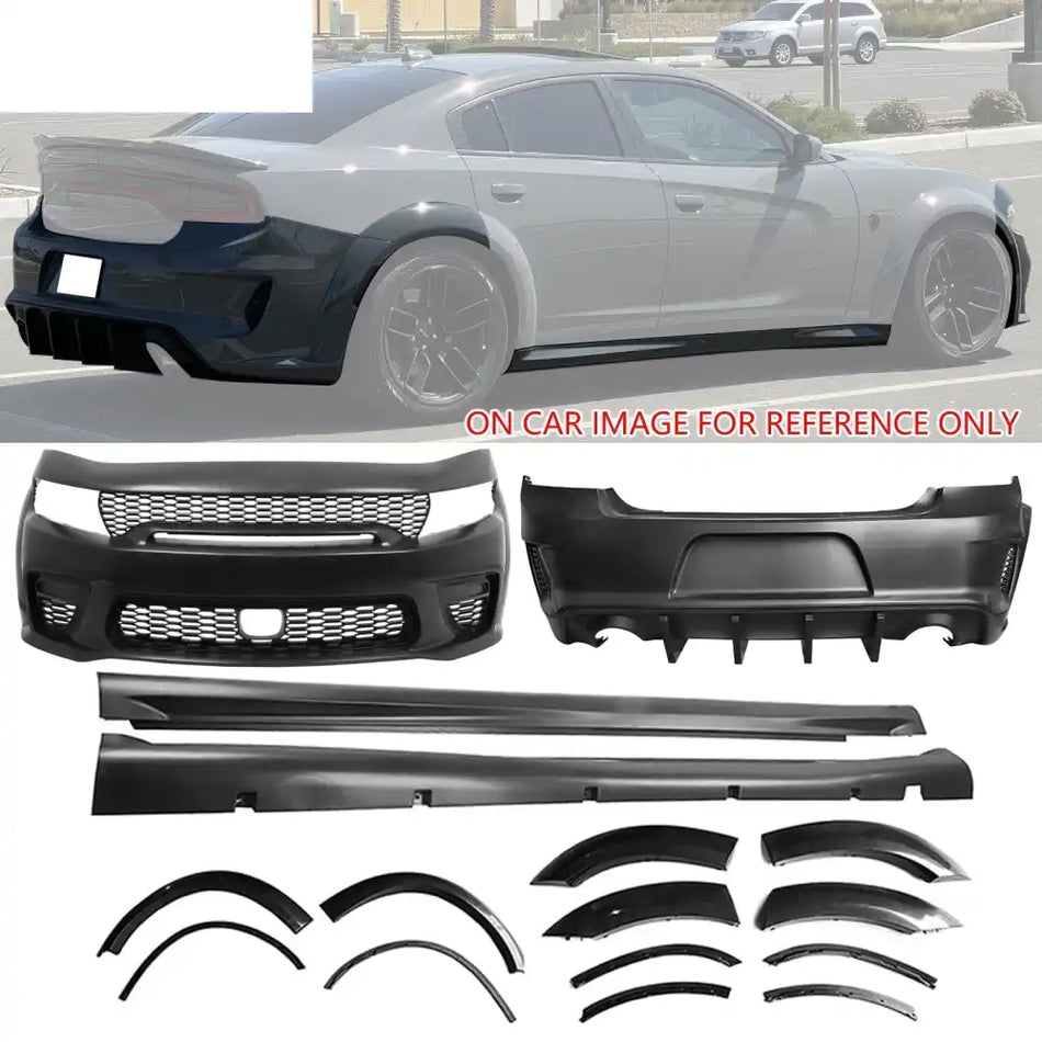 15-23 Dodge Charger Front Rear Bumper Cover with Side Skirts/Diffuser