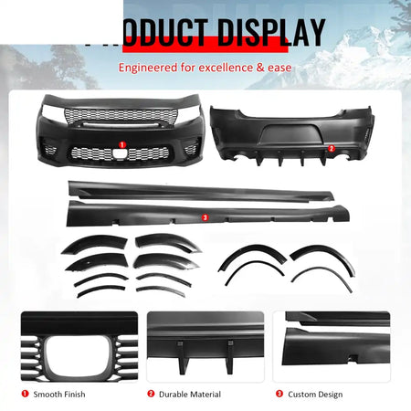 15-23 Dodge Charger Front Rear Bumper Cover with Side Skirts/Diffuser