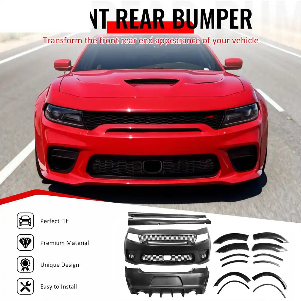15-23 Dodge Charger Front Rear Bumper Cover with Side Skirts/Diffuser