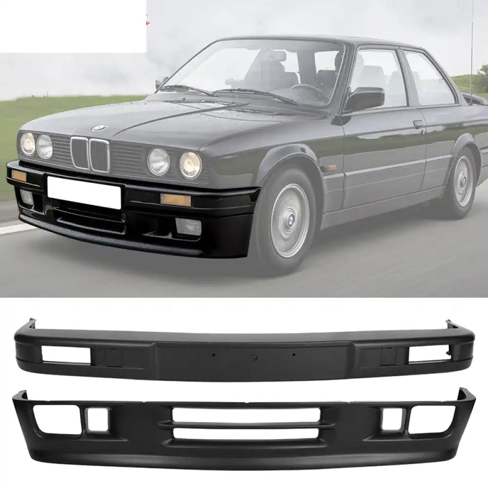 1984-1992 BMW E30 M Tech Style Unpainted Black Front Bumper Cover PP