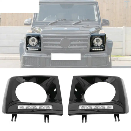 1990-2018 Benz W463 G500 G550 G55 G63 G65 Gloss Black Headlight Bezels