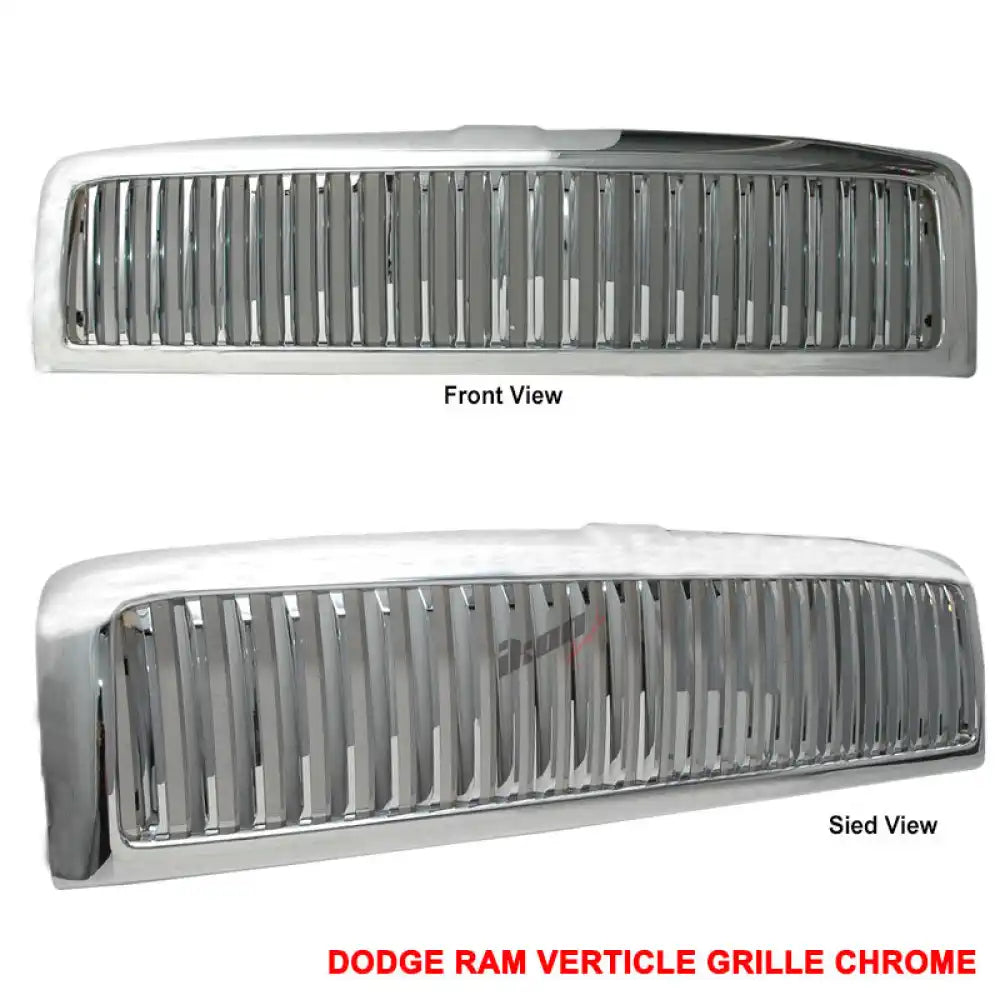 1994-2002 Dodge Ram 1500 2500 3500 Chrome Vertical Grille Unpainted
