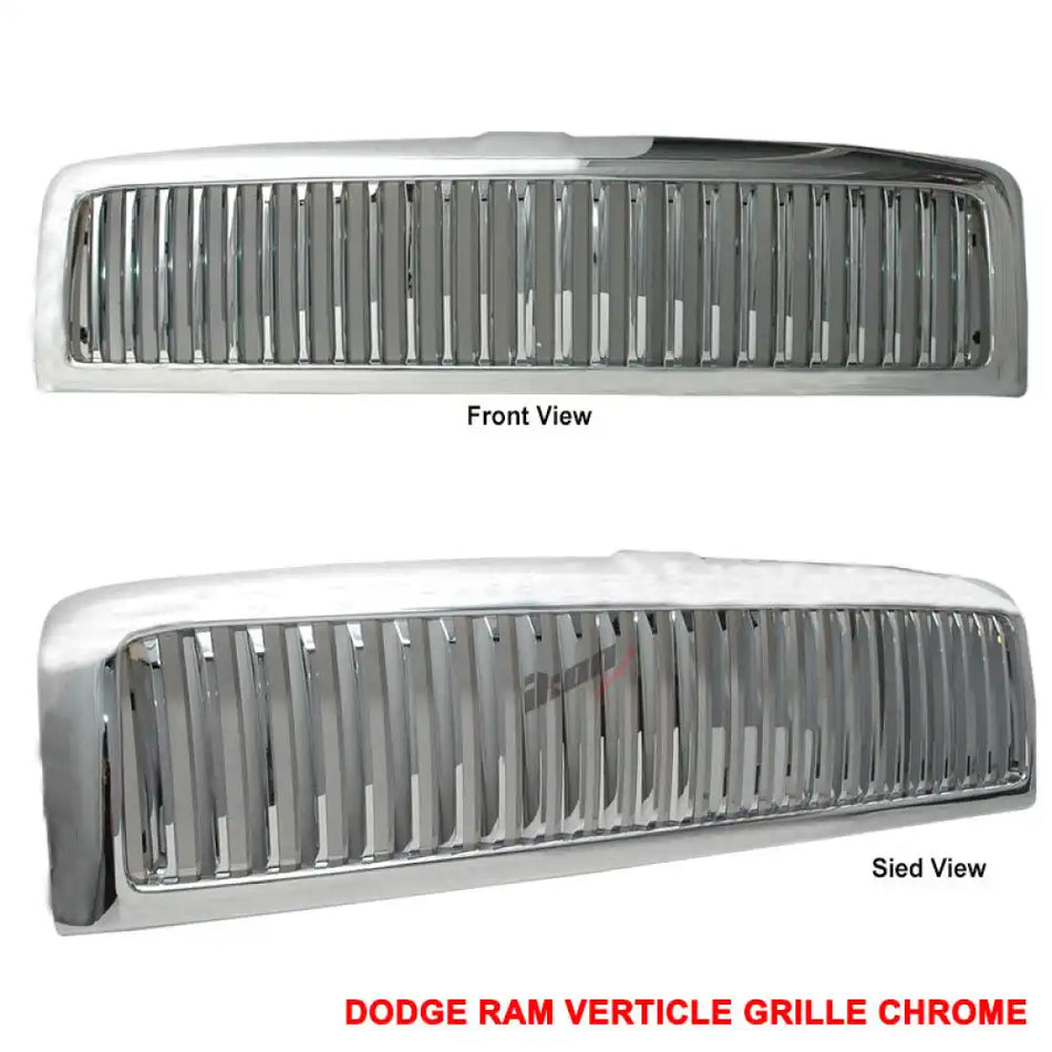 1994-2002 Dodge Ram 1500 2500 3500 Chrome Vertical Grille Unpainted