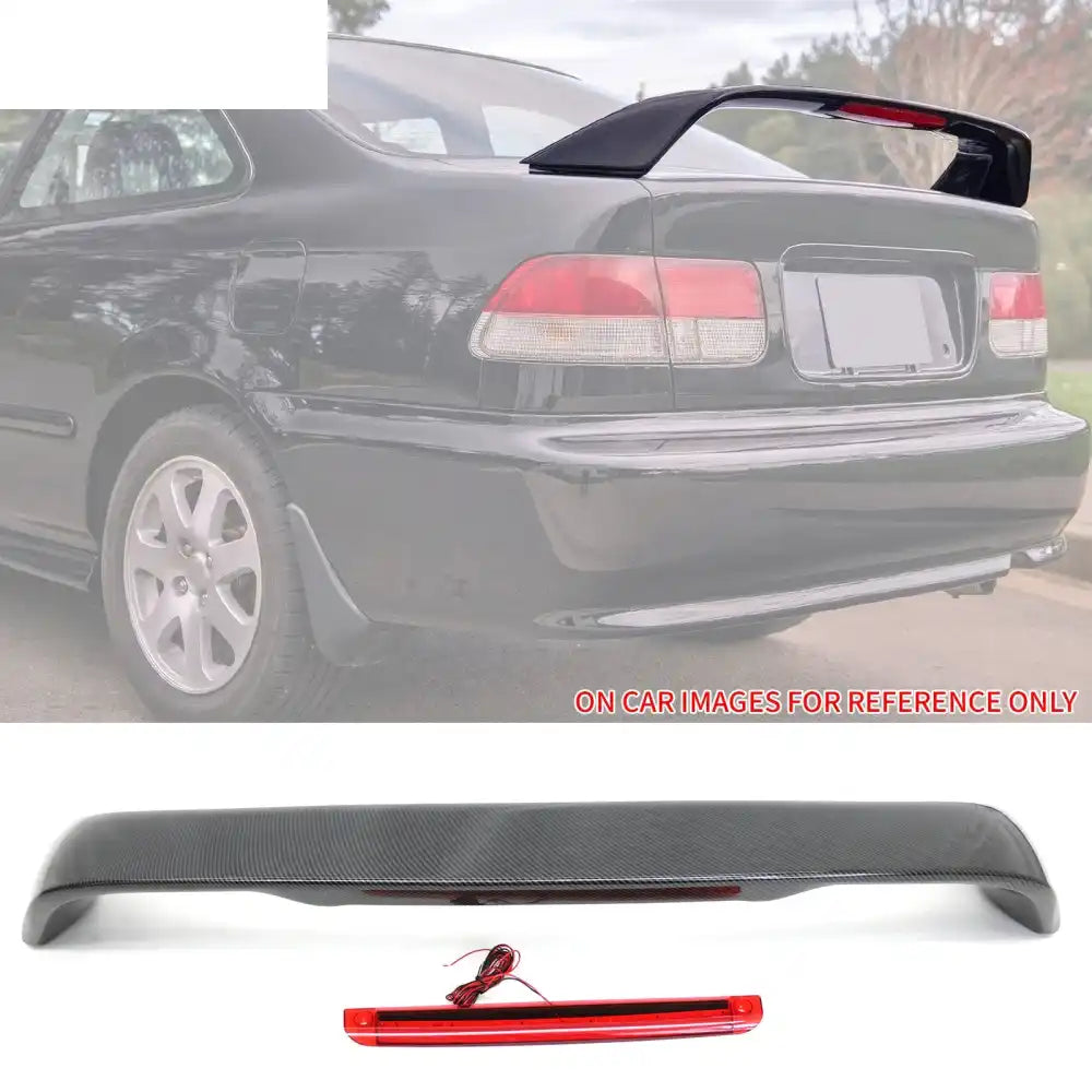 1996-2000 Honda Civic Coupe Rear Trunk Spoiler ABS w/ LED Light Carbon Fiber Print