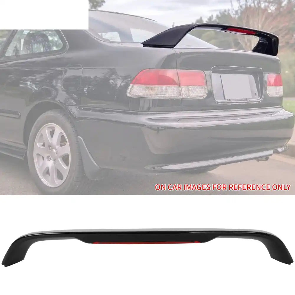 1996-2000 Honda Civic Coupe Rear Trunk Spoiler ABS w/ LED Light Gloss Black