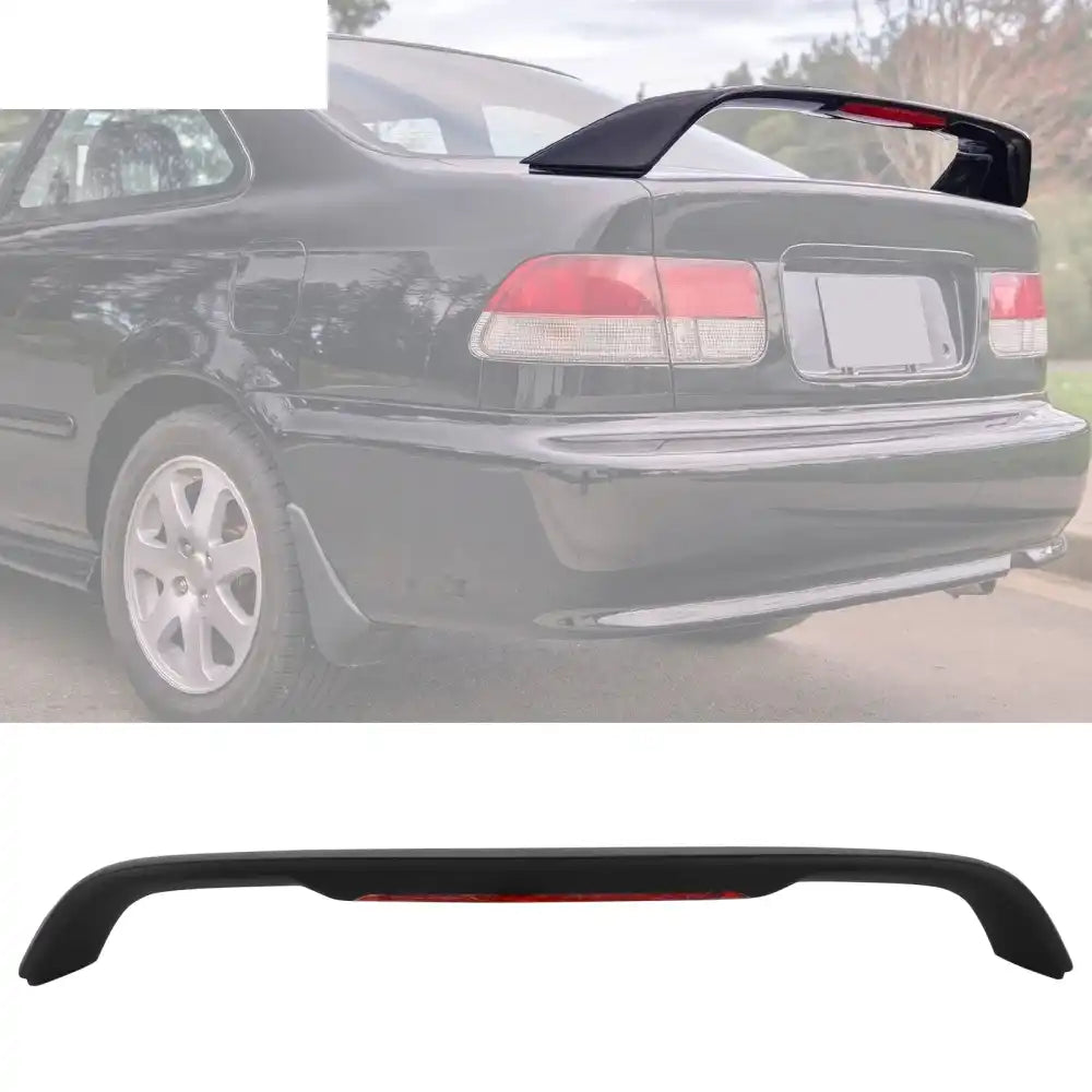 1996-2000 Honda Civic Coupe Rear Trunk Spoiler ABS w/ LED Light Matte Black