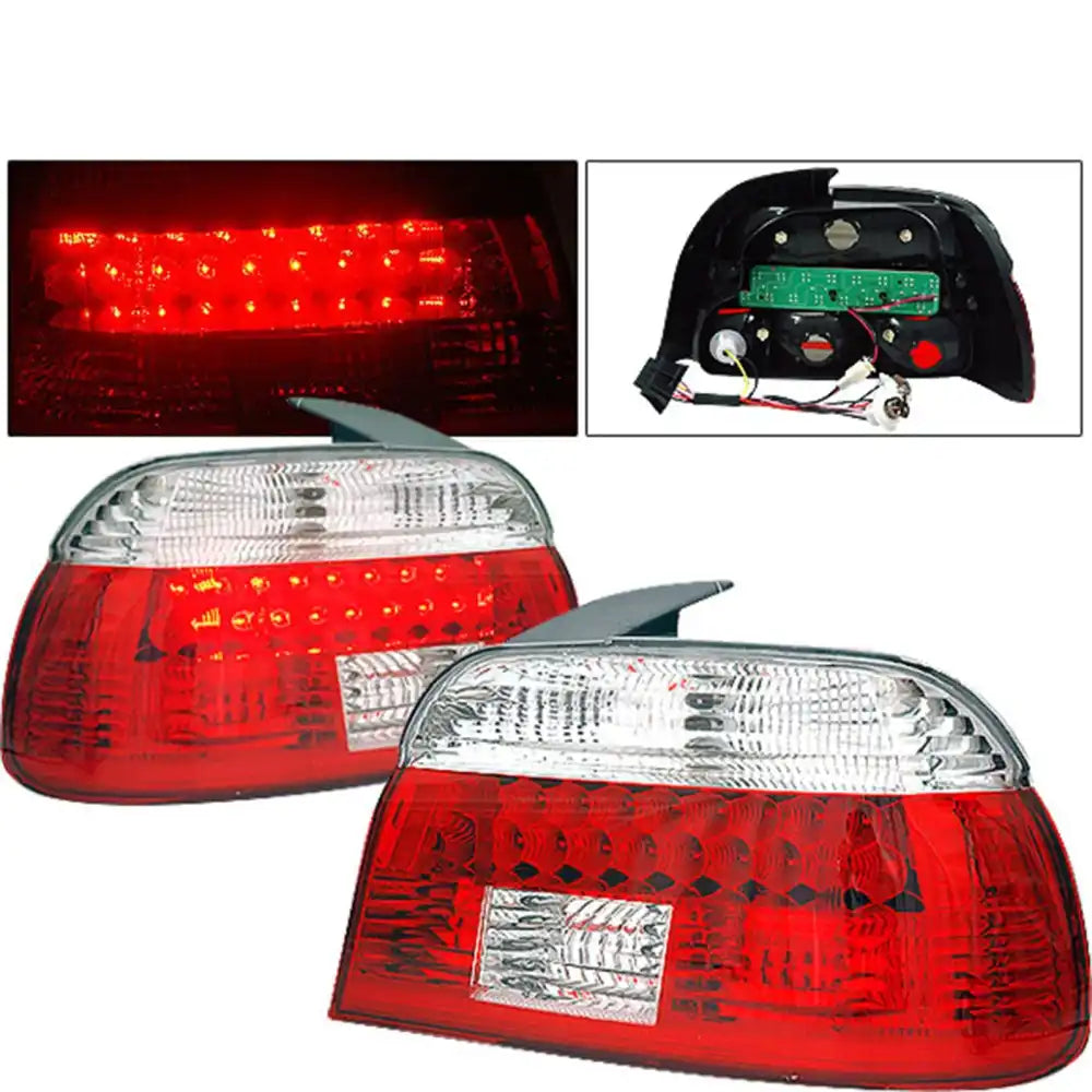 1997-2003 BMW E39 5 Series LED Red Clear Tail Lights Lamps