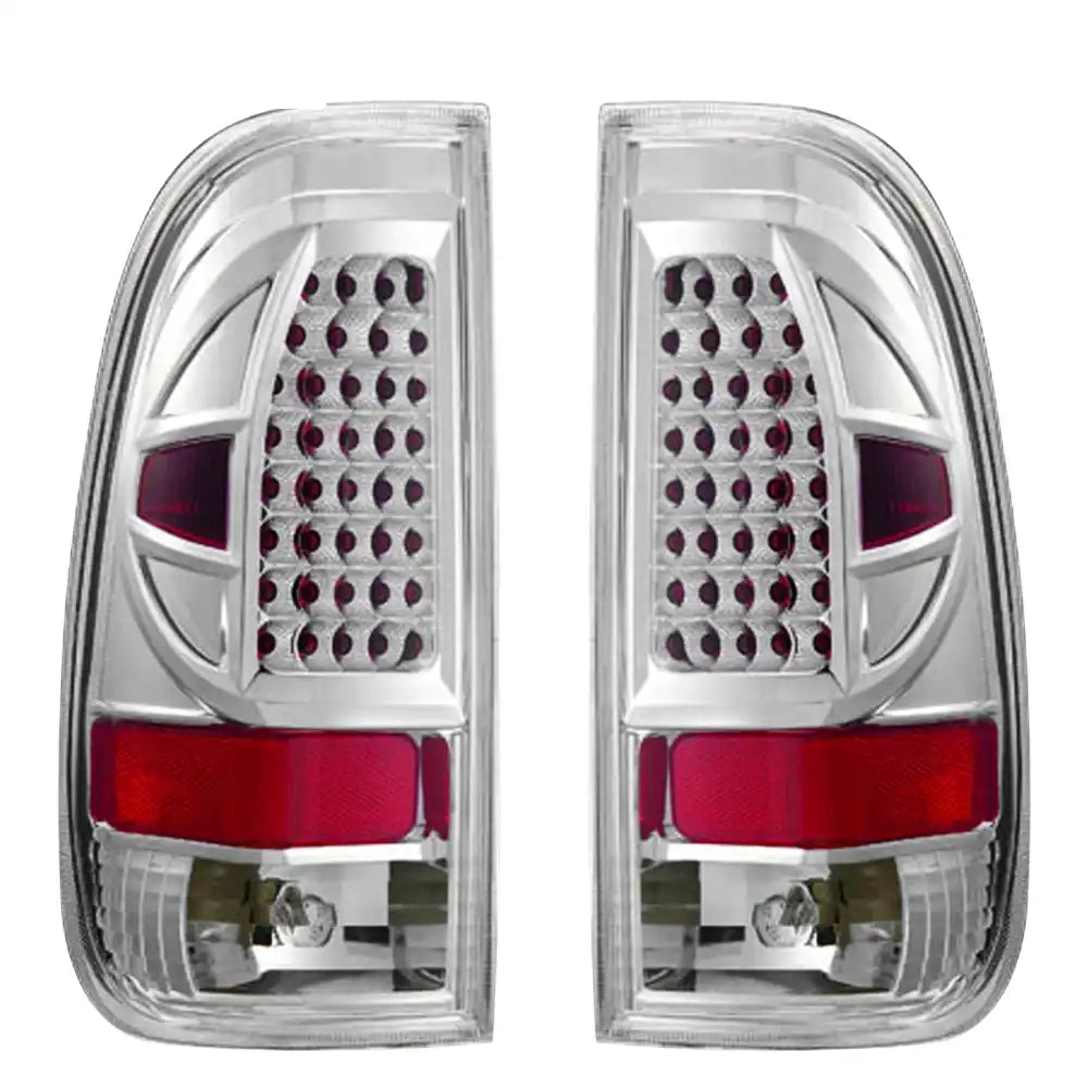 1997-2003 Ford F-150 Chrome Clear Lens LED Tail Lights Brake Lamp Pair