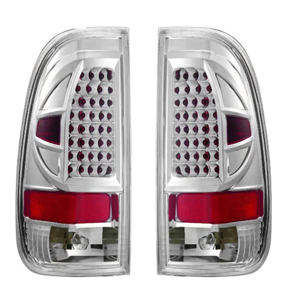 1997-2003 Ford F-150 Chrome Clear Lens LED Tail Lights Brake Lamp Pair