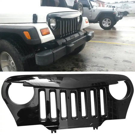 1997-2006 Jeep Wrangler TJ V1 Angry Bird Style Grille Gloss Black ABS