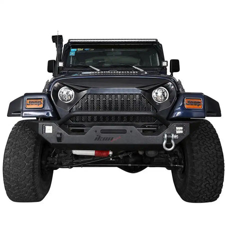1997-2006 Jeep Wrangler TJ V2 Topfire Monster Hood Matte Mesh Grill