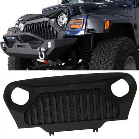 1997-2006 Jeep Wrangler TJ V2 Topfire Monster Hood Matte Mesh Grill