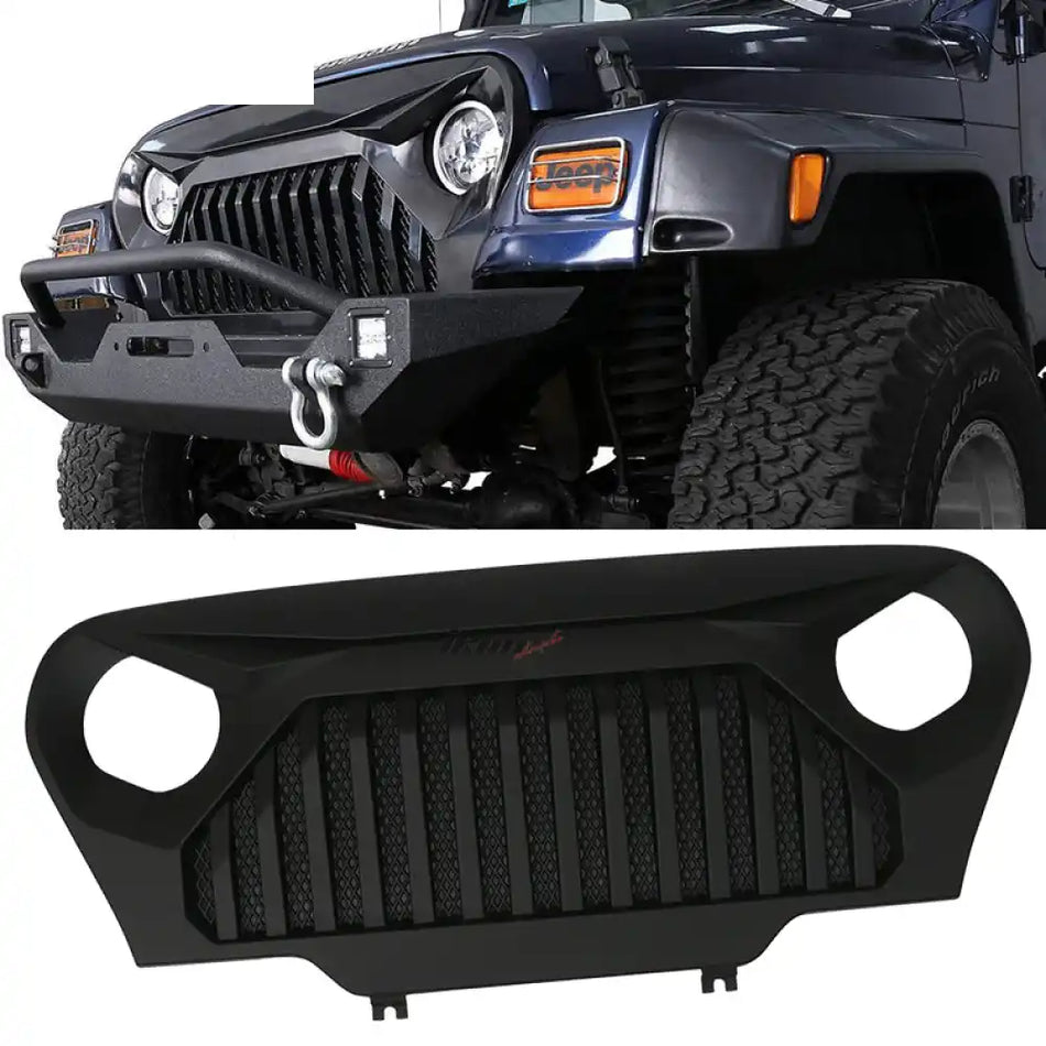 1997-2006 Jeep Wrangler TJ V2 Topfire Monster Hood Matte Mesh Grill