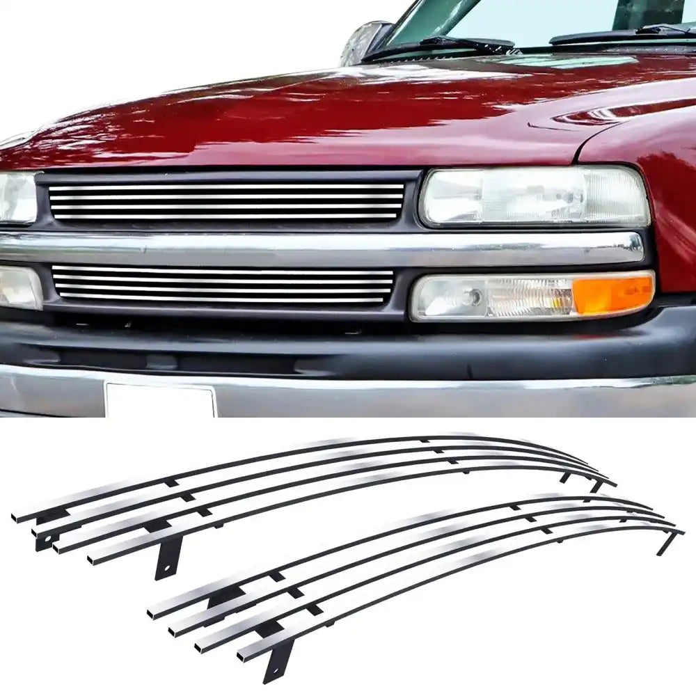 1999-2002 Chevrolet Silverado Chrome Front Upper Billet Grille Insert Chrome