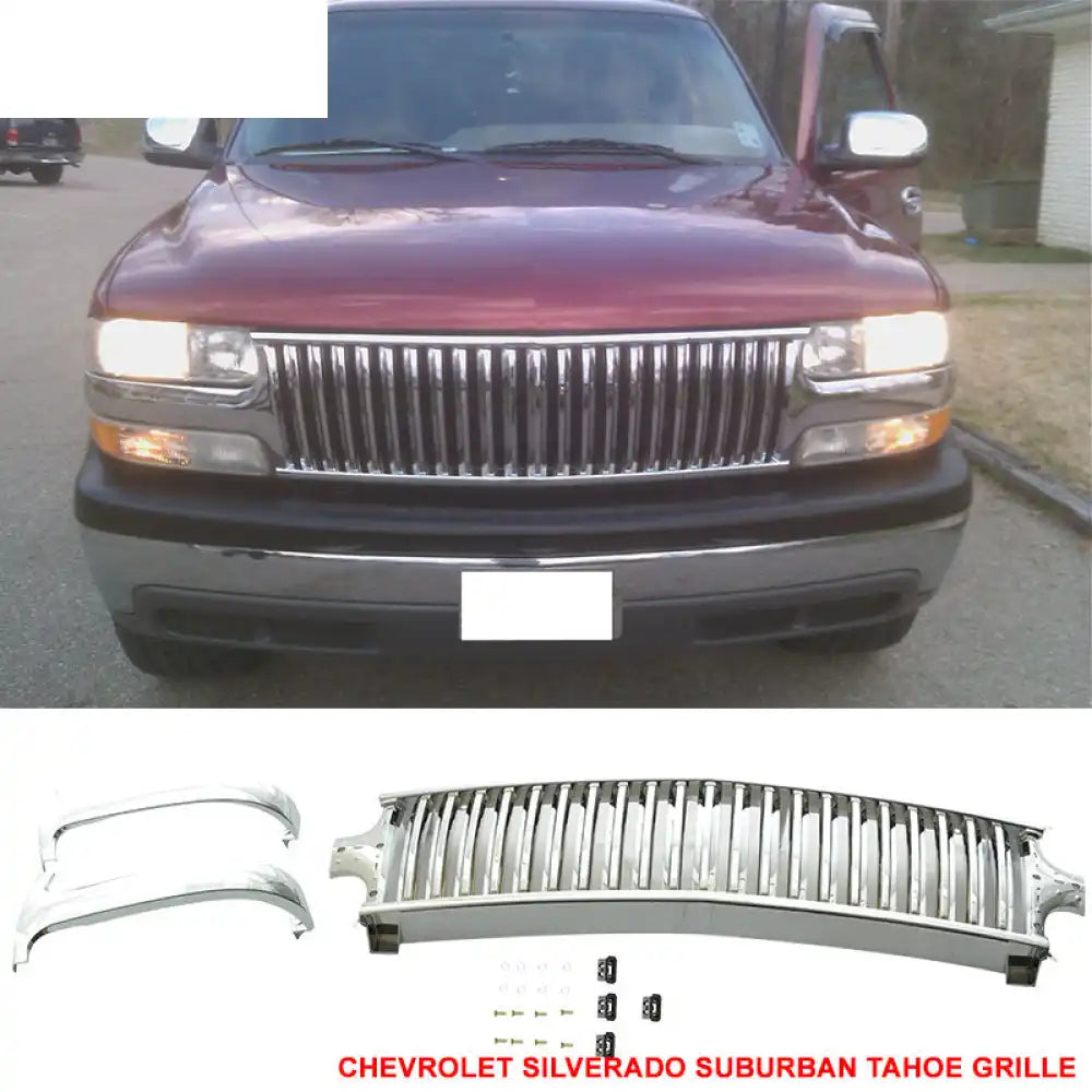 1999-2002 Chevy Silverado Suburban Tahoe Vertical Chrome Grille ABS