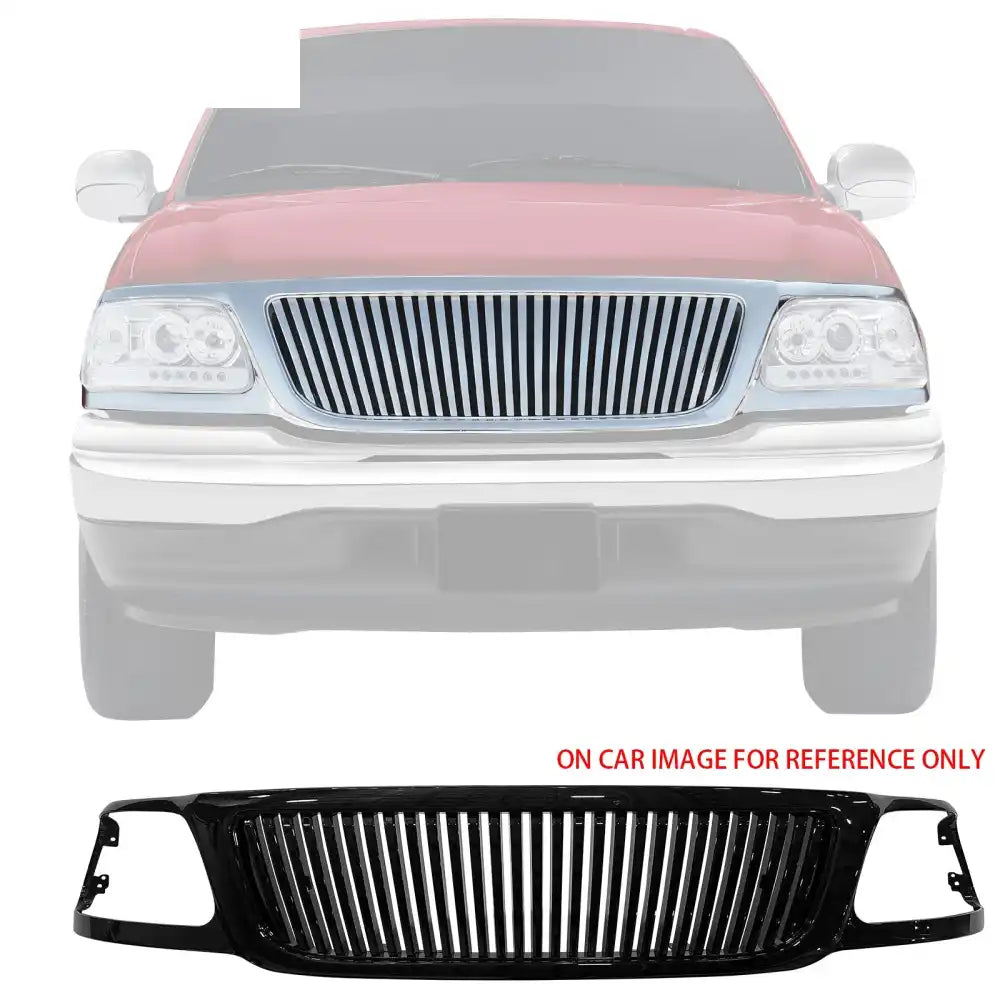 1999-2003 Ford F-150 Vertical Style Black Front Upper Mesh Grille ABS Black