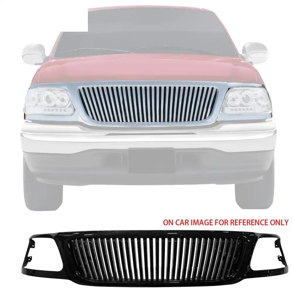 1999-2003 Ford F-150 Vertical Style Black Front Upper Mesh Grille ABS Black