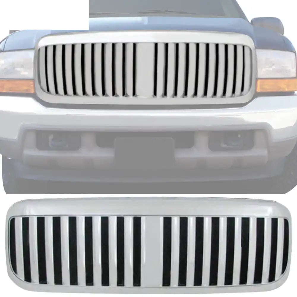 1999-2004 Ford F-250 Super Duty Vertical Chrome Front Upper Grille ABS