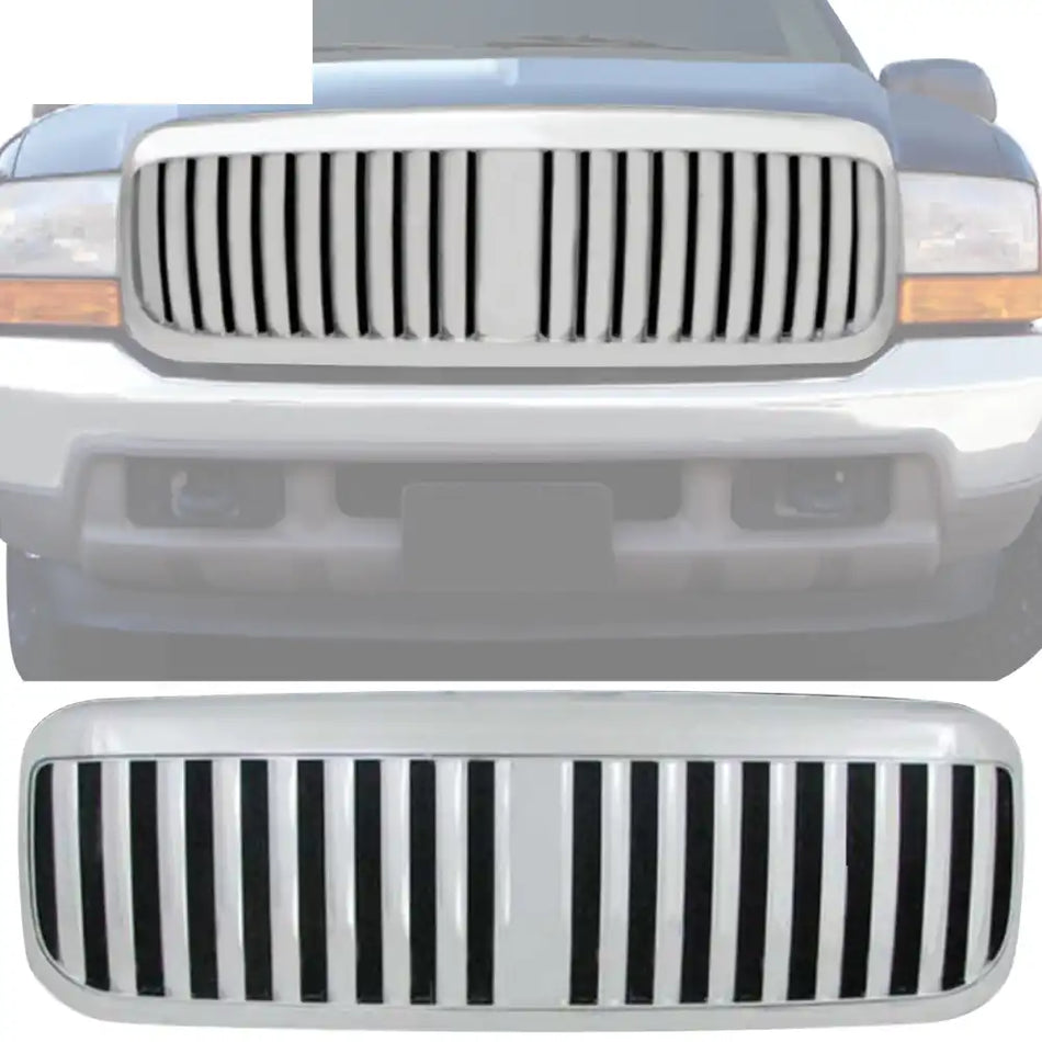 1999-2004 Ford F-250 Super Duty Vertical Chrome Front Upper Grille ABS