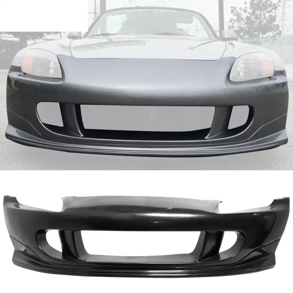 2000-2009 Honda S2000 R1 Style Unpainted Black Front Bumper Cover PU Unpainted Black
