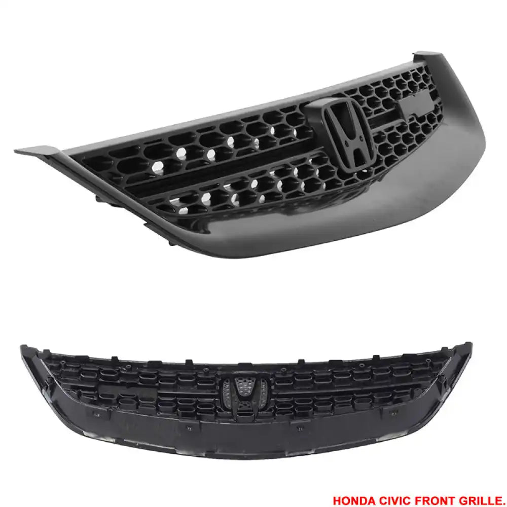 2001-2003 Honda Civic RS Style Unpainted Black Front Bumper Grille ABS