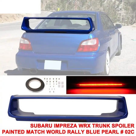 2002-2007 Subaru Impreza WRX Sti OE Trunk Spoiler w/ 3RD Brake Light Painted #02C World Rally Blue Pearl