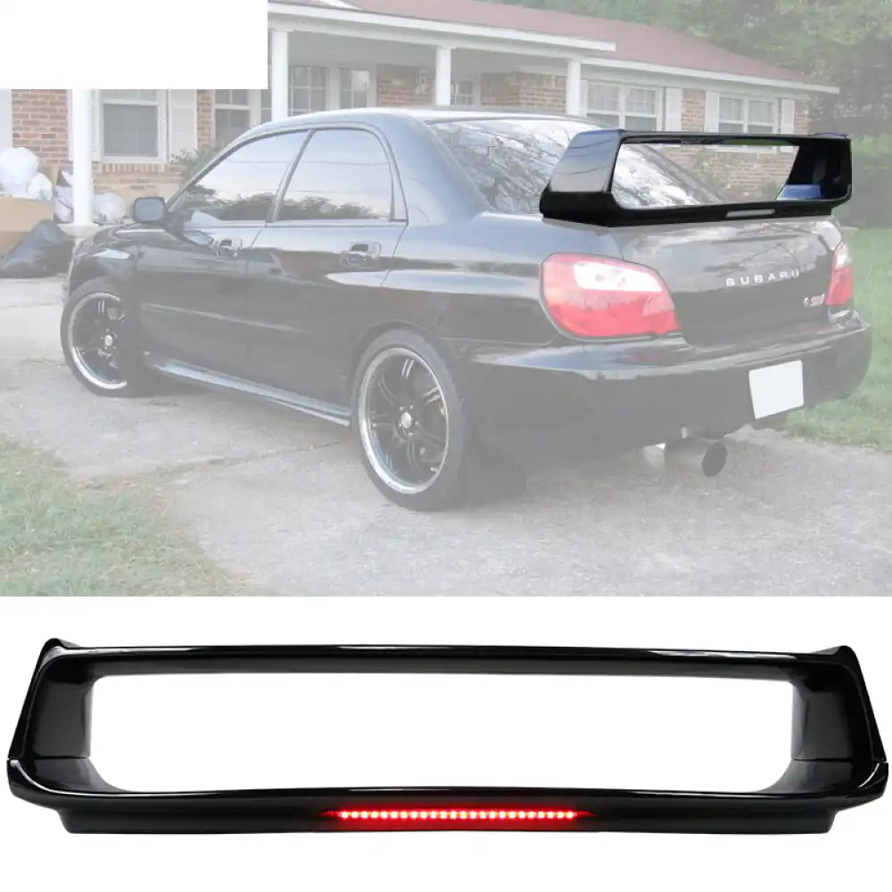 2002-2007 Subaru Impreza WRX Sti OE Trunk Spoiler w/ 3RD Brake Light Painted #08V Midnight Black Pearl