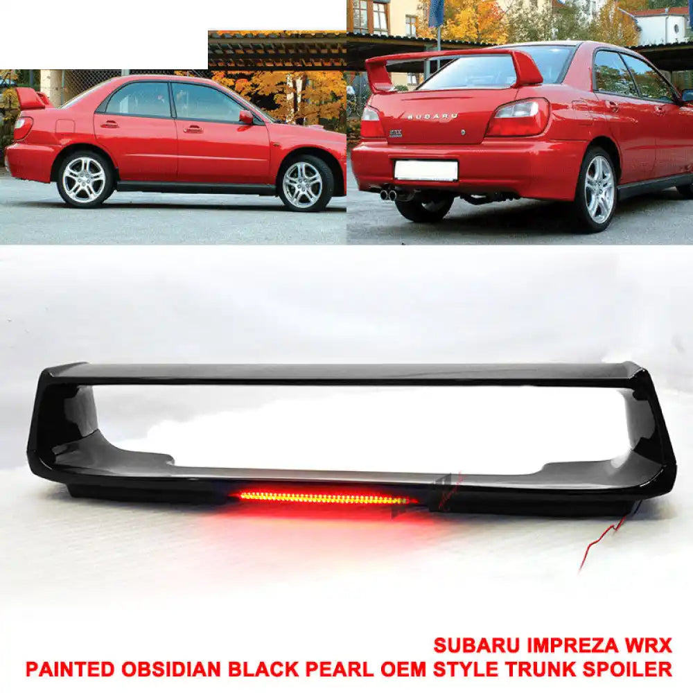 2002-2007 Subaru Impreza WRX Sti OE Trunk Spoiler w/ 3RD Brake Light Painted #32J Obsidian Black Pearl