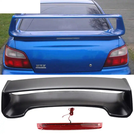 2002-2007 Subaru Impreza WRX Sti OE Trunk Spoiler w/ 3RD Brake Light Unpainted Black