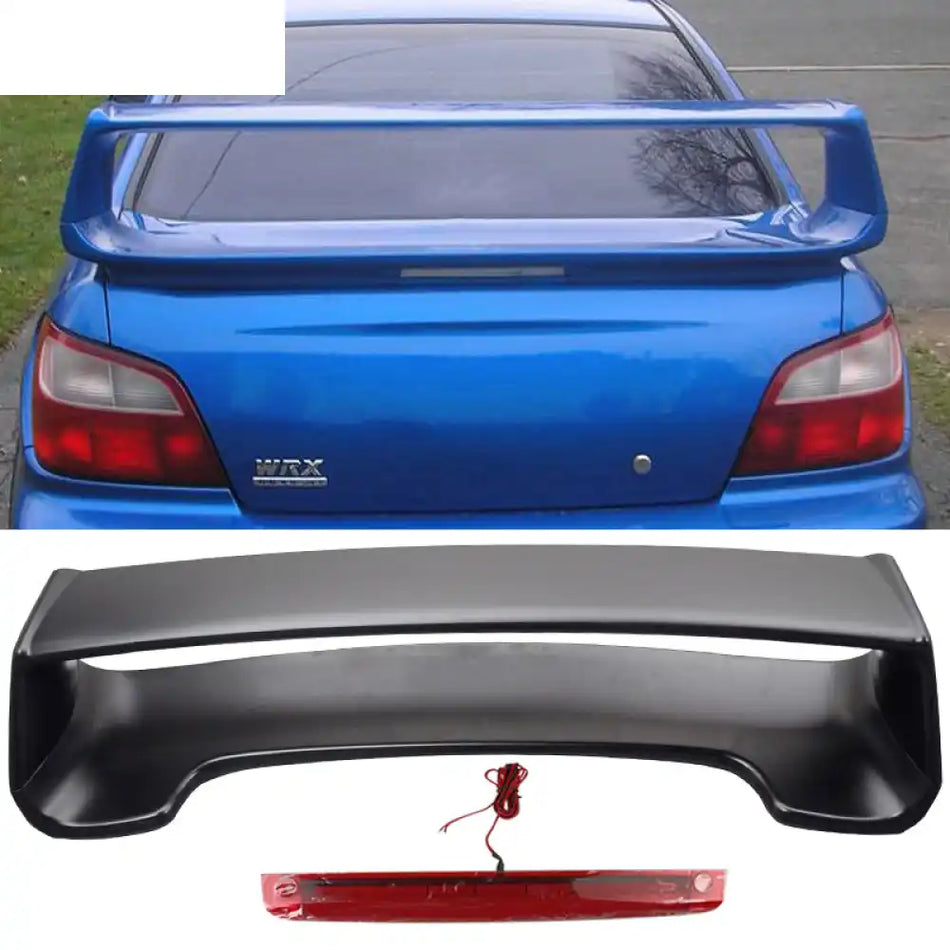 2002-2007 Subaru Impreza WRX Sti OE Trunk Spoiler w/ 3RD Brake Light Unpainted Black