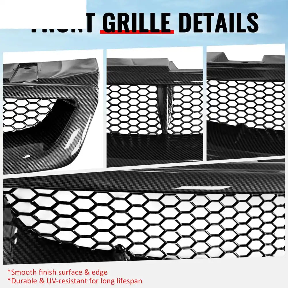 2003-2007 Infiniti G35 Coupe 2-Door JDM Style Front Bumper Upper Grille Replacement Carbon Fiber Print ABS Carbon Fiber