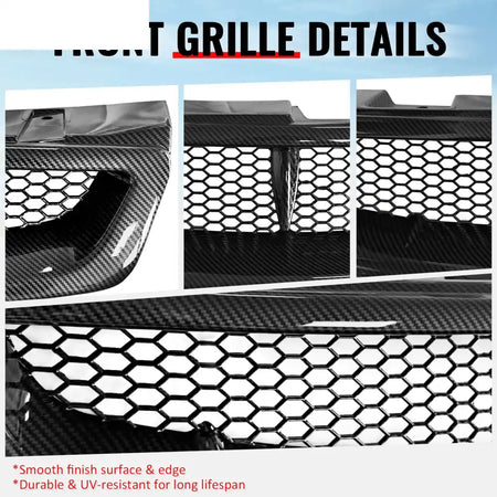 2003-2007 Infiniti G35 Coupe 2-Door JDM Style Front Bumper Upper Grille Replacement Carbon Fiber Print ABS Carbon Fiber