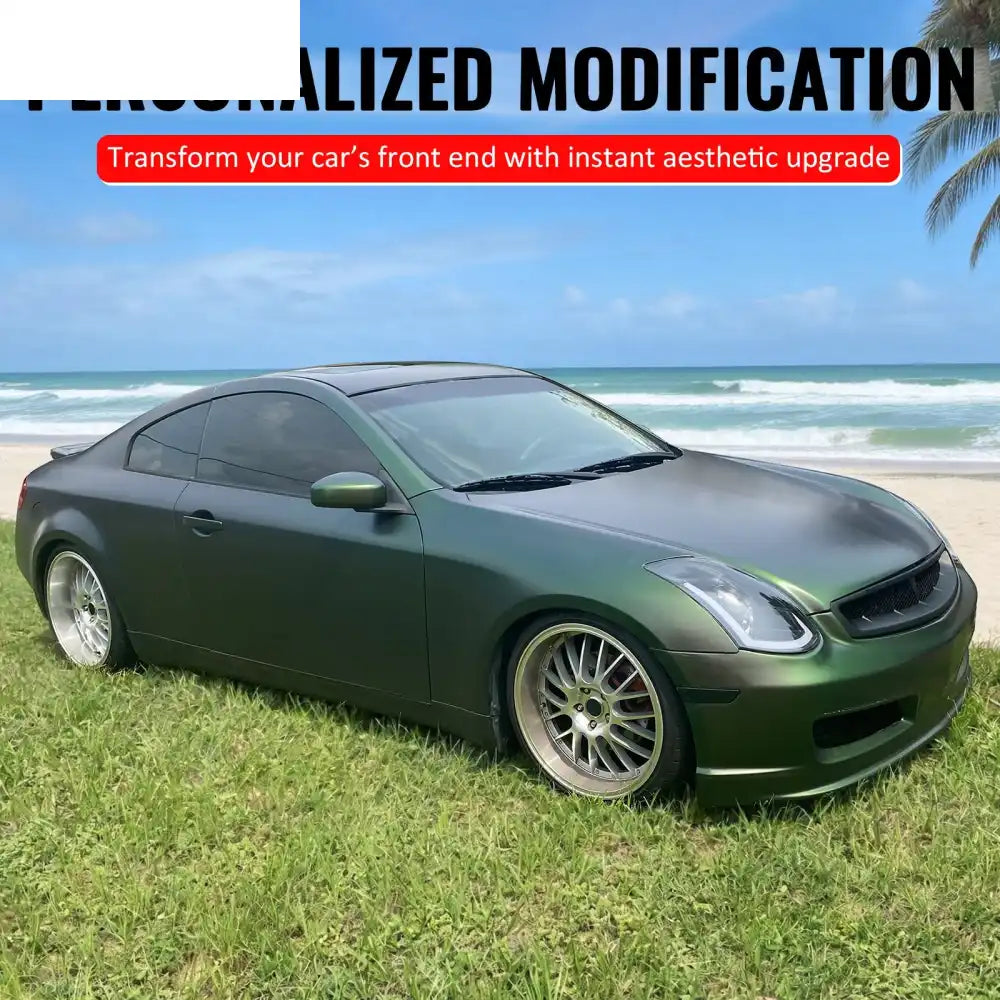2003-2007 Infiniti G35 Coupe 2-Door JDM Style Front Bumper Upper Grille Replacement Carbon Fiber Print ABS Carbon Fiber