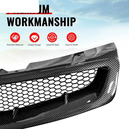 2003-2007 Infiniti G35 Coupe 2-Door JDM Style Front Bumper Upper Grille Replacement Carbon Fiber Print ABS Carbon Fiber