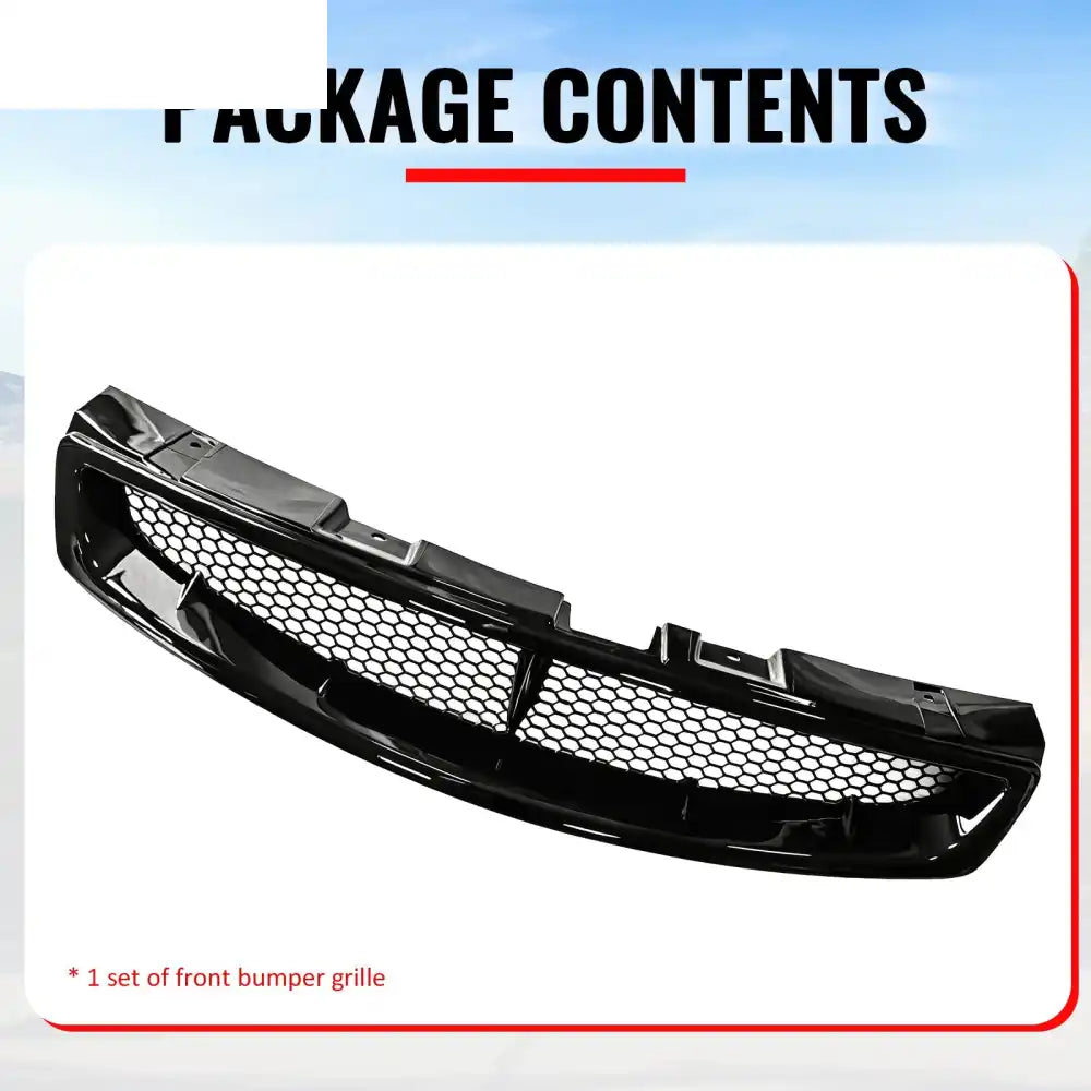 2003-2007 Infiniti G35 Coupe 2-Door JDM Style Front Bumper Upper Grille Replacement Gloss Black ABS Gloss Black