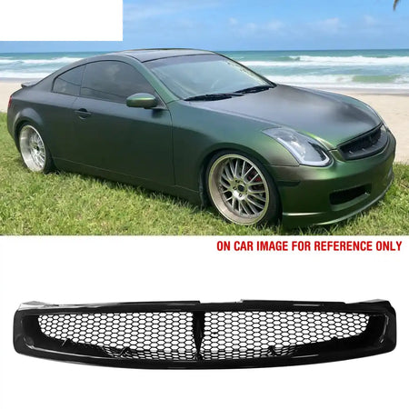2003-2007 Infiniti G35 Coupe 2-Door JDM Style Front Bumper Upper Grille Replacement Gloss Black ABS Gloss Black