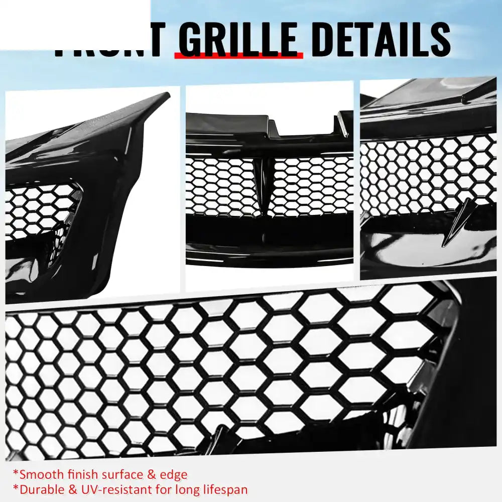 2003-2007 Infiniti G35 Coupe 2-Door JDM Style Front Bumper Upper Grille Replacement Gloss Black ABS Gloss Black