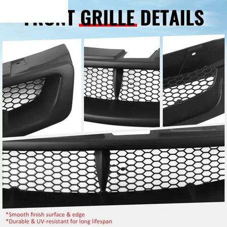 2003-2007 Infiniti G35 Coupe 2-Door JDM Style Front Bumper Upper Grille Replacement Matte Black ABS Matte Black