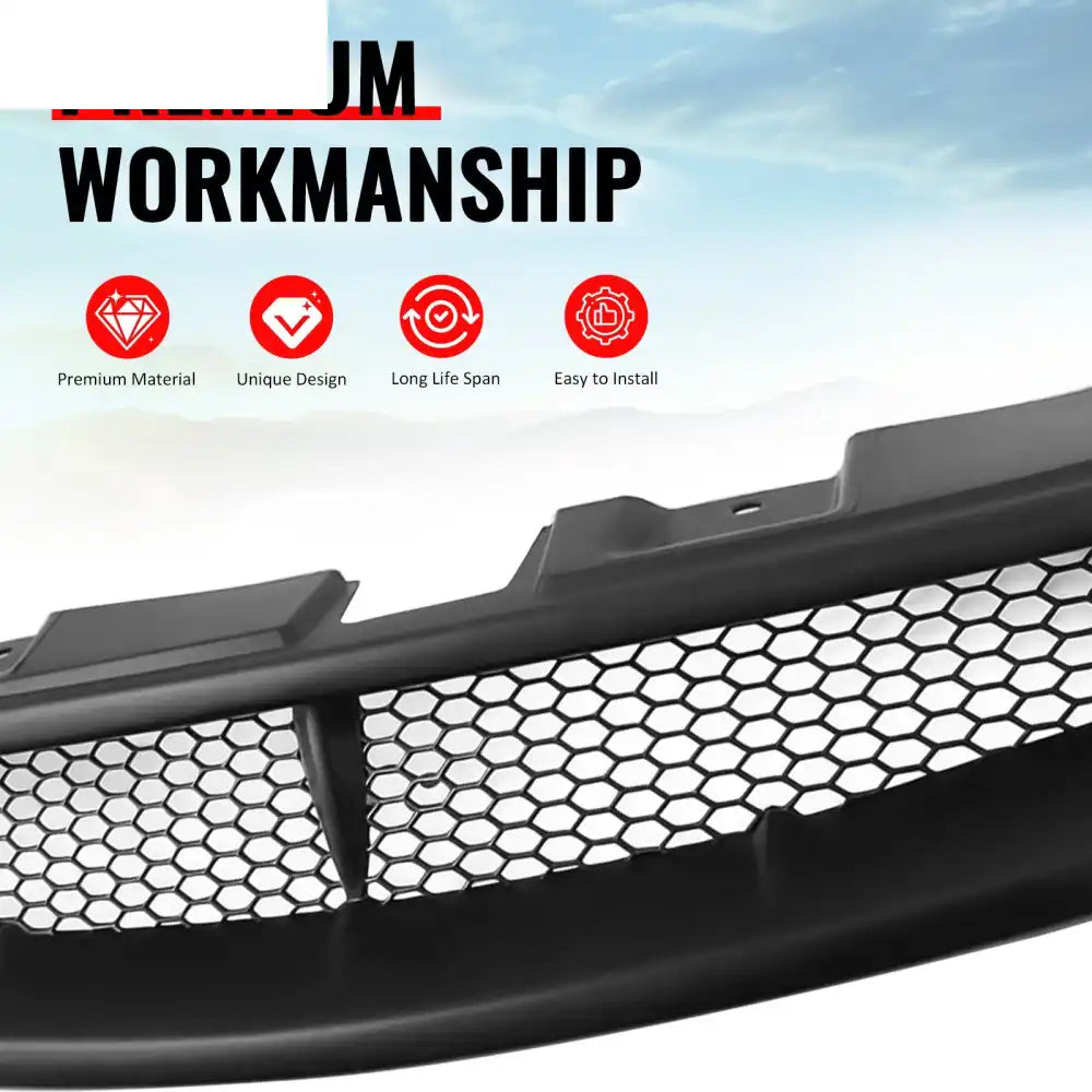 2003-2007 Infiniti G35 Coupe 2-Door JDM Style Front Bumper Upper Grille Replacement Matte Black ABS Matte Black