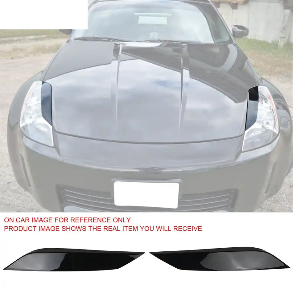 2003-2009 Nissan 350Z Painted #KH3 Black Headlight Eyelids Eyebrows Painted #KH3 Black Obsidian/Super Black