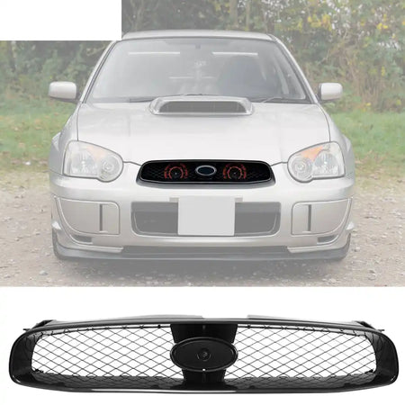 2004-2005 Subaru Impreza STI Style Front Bumper Grille Gloss Black ABS