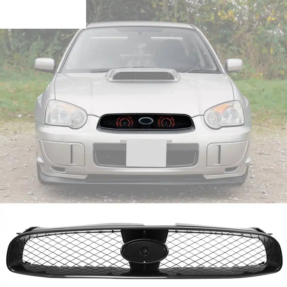 2004-2005 Subaru Impreza STI Style Front Bumper Grille Gloss Black ABS