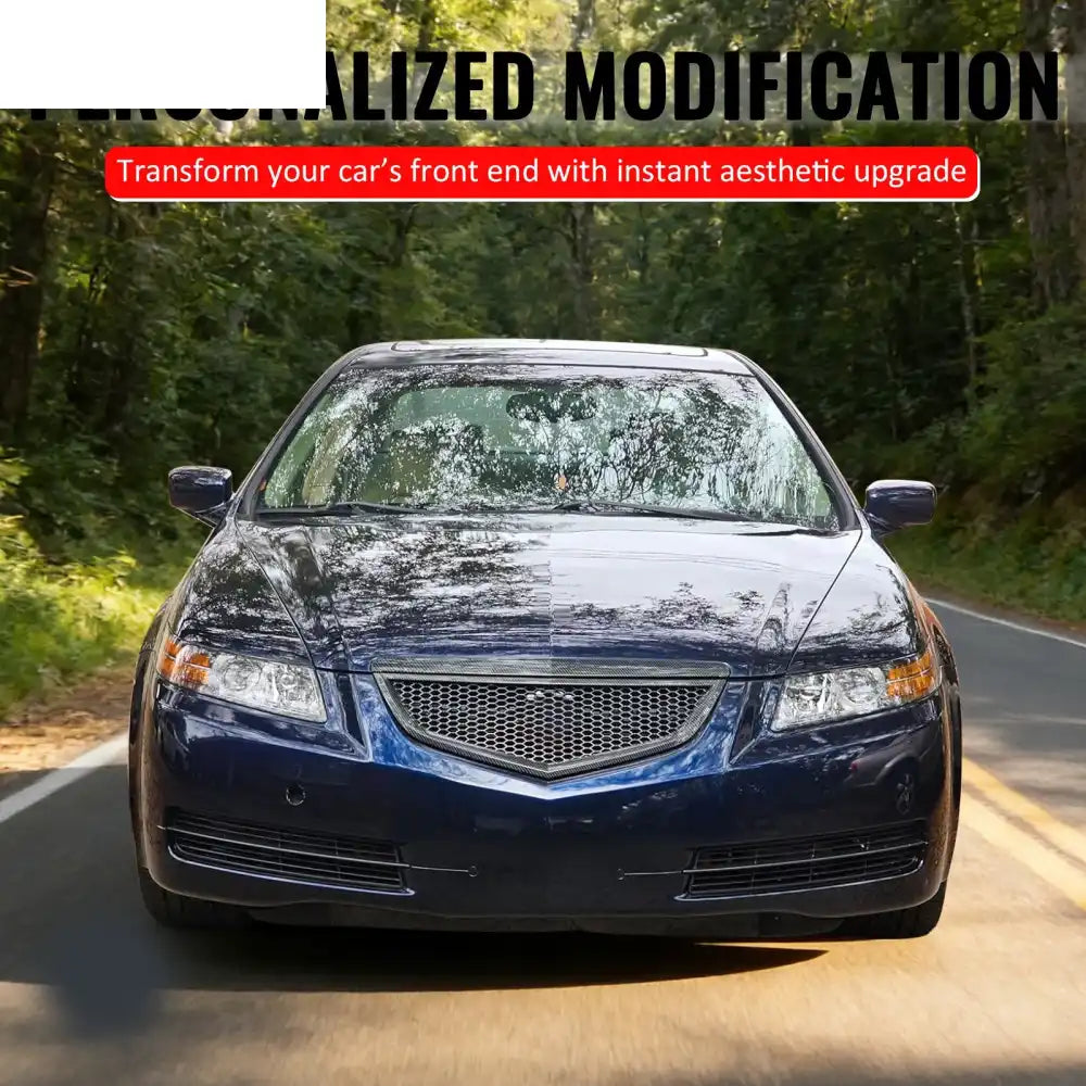 2004-2006 Acura TL Honeycomb Style Front Bumper Upper Grille w/ Frame Carbon Fiber Print ABS Carbon Fiber Print