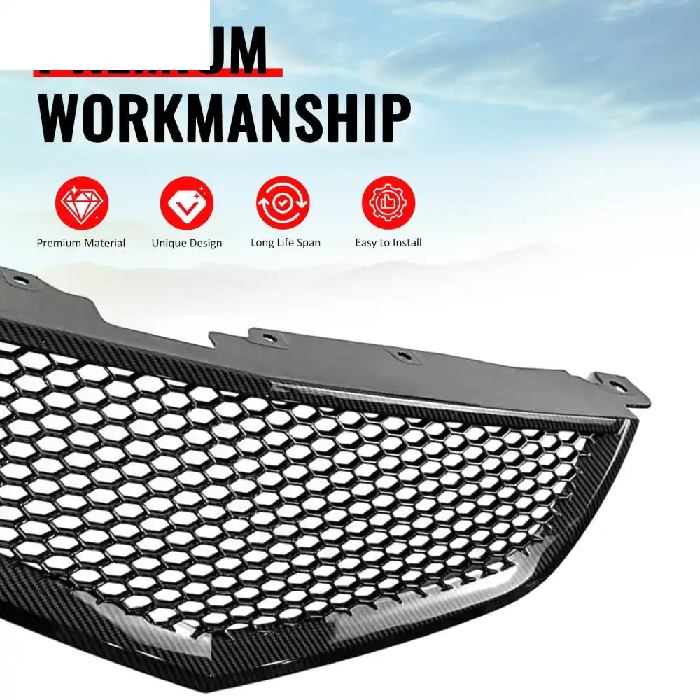 2004-2006 Acura TL Honeycomb Style Front Bumper Upper Grille w/ Frame Carbon Fiber Print ABS Carbon Fiber Print