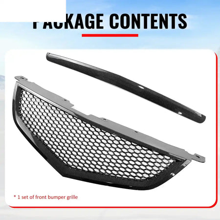 2004-2006 Acura TL Honeycomb Style Front Bumper Upper Grille w/ Frame Carbon Fiber Print ABS Carbon Fiber Print